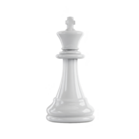 White chess king piece stands tall, symbolizing strategy and leadership in game of chess. glossy finish and elegant design highlight its importance on chessboard png