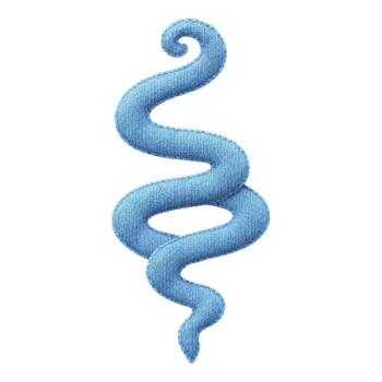 blu ricamato serpente design con liscio, curvatura forma, simboleggiante eleganza e fluidità. struttura somiglia tessuto, aggiungendo tattile qualità per Immagine png