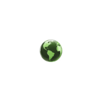 Small green globe with continents visible, symbolizing environmental awareness and sustainability. globe is centered on transparency background, emphasizing its importance and simplicity png