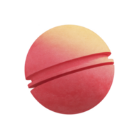 Vibrant, spherical object with gradient of pink and yellow hues, featuring distinct horizontal groove, resembling stylized planet or abstract art piece png