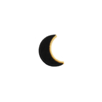 Crescent moon patch with black and gold design is isolated on transparency background, showcasing its simple yet elegant embroidery png