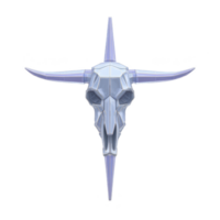 Geometric bull skull design with sharp, angular features and metallic appearance, set against transparent background. design is symmetrical and stylized, evoking modern and edgy aesthetic png