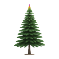 Tall, stylized evergreen tree with gradient of colors top, transitioning from green to yellow and purple, stands against plain background. tree branches are symmetrically arranged, creating png
