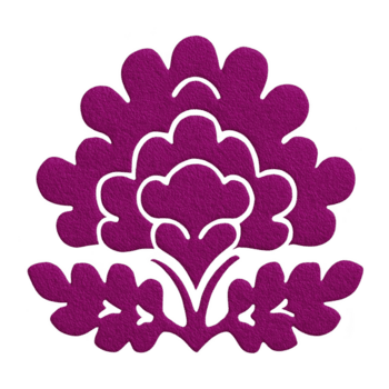 vibrante púrpura floral diseño con intrincado patrones y simétrico formas, parecido a estilizado flor con hojas. textura aparece cuero como, agregando profundidad y elegancia a motivo png