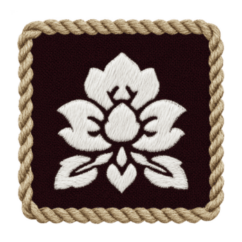 carré pièce avec floral broderie conception est bordé par corde modèle, avec blanc fleur motif sur transparence Contexte. complexe piqûre ajoute texture et élégance png