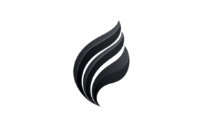 Sleek, abstract black flame logo design with smooth curves and modern aesthetic, set against transparent background. design conveys elegance and simplicity png
