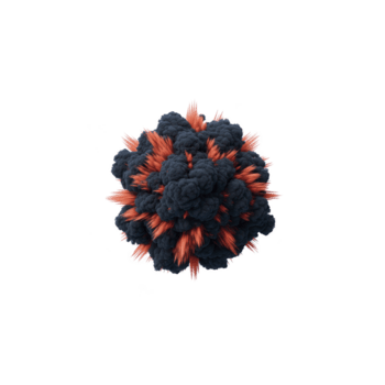 3d interpretazione di virus particella con sferico forma, con buio superficie e rosso spuntone piace sporgenze, isolato trasparenza sfondo. Immagine trasporta senso di scientifico dettaglio png