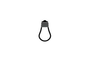Simple black outline of light bulb icon on transparency background, symbolizing ideas and innovation. minimalist design is clear and modern, suitable for various creative and professional uses png