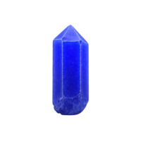 Vibrant blue crystal with hexagonal shape and pointed tip, isolated on transparency background. crystal deep color and smooth surface create striking visual effect png