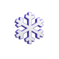 3D snowflake icon with white and blue color scheme, featuring symmetrical design and shadow effect, symbolizing winter and cold weather png