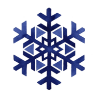 Blue geometric snowflake design with intricate patterns, set against transparent background, evokes sense of winter and elegance png