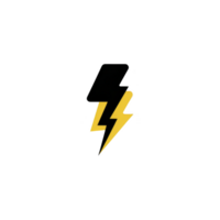 Stylized black and yellow lightning bolt icon is depicted, symbolizing energy and power. design is simple and modern, with bold contrast between colors, conveying sense of speed and electricity png