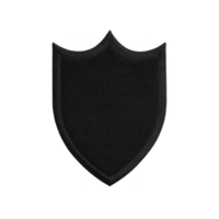 Black silhouette of shield with classic shape, featuring pointed bottom and curved top, symbolizing protection and security. simple design is versatile for various uses png