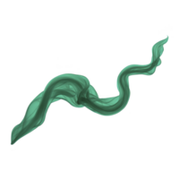 Flowing, abstract green ribbon swirls gracefully against transparency background, evoking sense of movement and fluidity. translucent texture adds depth and elegance to composition png