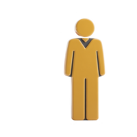 3D illustration of yellow person icon wearing suit, symbolizing professional or business concept. figure is stylized and simplistic, conveying modern and clean design png