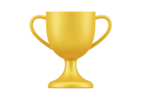 Golden trophy with two handles symbolizes victory and achievement, often used in competitions and awards. shiny gold color represents success and excellence png