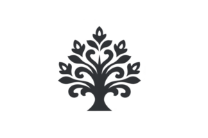 Elegant black tree silhouette with intricate branches and leaves, symbolizing growth and nature. design is simple yet artistic, perfect for logos or decorative purposes png