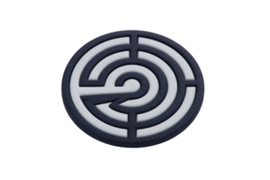 Circular maze design with central path leading to middle, featuring monochromatic color scheme. maze is simple yet intriguing, inviting exploration and problem solving png