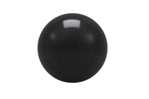 Shiny black sphere with reflective surface, isolated on transparency background, creates minimalist and modern aesthetic. smooth texture and glossy finish add touch of elegance png