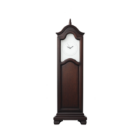 Classic wooden grandfather clock with white clock face and elegant design, showcasing traditional craftsmanship and timeless appeal. dark wood finish adds touch of sophistication png