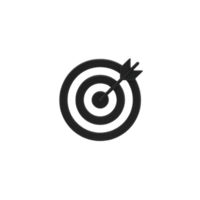 Black target icon with arrow hitting center symbolizes precision and focus. minimalist design conveys accuracy and goal achievement png