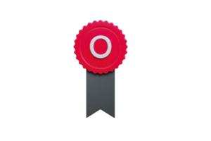 Red award ribbon with circular emblem and gray tail symbolizes achievement and recognition. vibrant color and simple design make it ideal for various celebratory occasions png