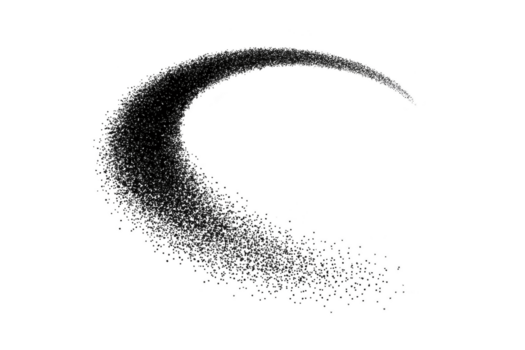 halvmåne formad spår av gnistrande partiklar skapar dynamisk och magisk effekt mot transparent bakgrund, frammanande känsla av rörelse och undra png