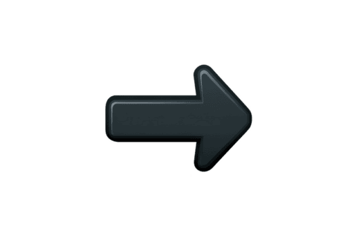 Glossy black right arrow icon on transparent background, symbolizing direction or navigation. arrow has sleek, modern design, suitable for digital interfaces or graphic design projects png