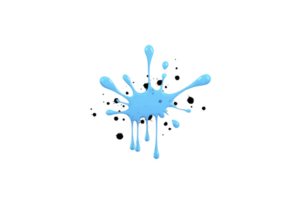 Vibrant blue paint splash with dynamic droplets radiates energy against transparent background, perfect for creative design projects png