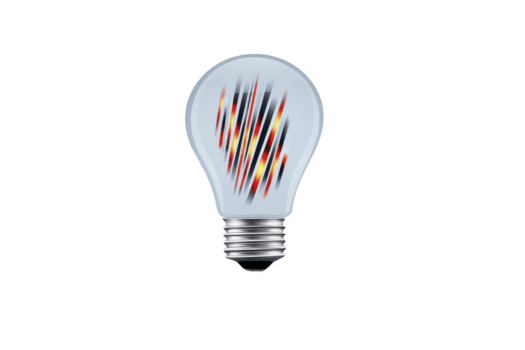 leggero lampadina con colorato astratto modello dentro, simboleggiante creatività e innovazione. design Caratteristiche mescolare di rosso, giallo, e nero linee, la creazione di dinamico e energico sentire png