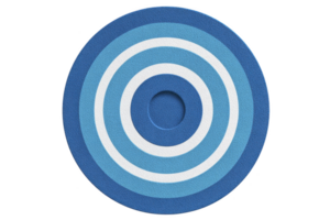 Series of concentric circles in varying shades of blue create target like pattern. design features alternating light and dark blue rings, with textured surface adding depth png