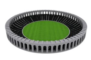 Large, circular stadium with green field and tiered seating, featuring series of arches around its perimeter, resembling ancient Roman architecture png