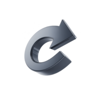 3D metallic refresh icon with curved arrow pointing clockwise, symbolizing renewal or update. shiny surface and sleek design give it modern and professional appearance png