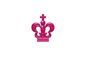 Shiny pink crown with cross on top, featuring symmetrical design and smooth curves, stands out against plain background. crown glossy finish adds modern touch png