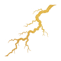 Vibrant yellow lightning bolt with jagged edges on transparent background, symbolizing energy and power. bold design captures dynamic and electrifying nature of lightning png