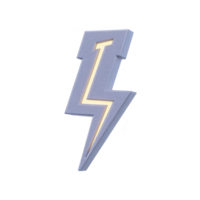 3D lightning bolt icon with textured surface and glowing center, symbolizing energy and power. design is modern and dynamic, suitable for digital and graphic projects png