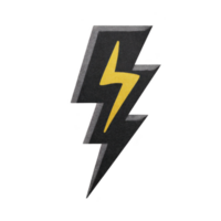 Stylized black and yellow lightning bolt symbol with textured appearance, representing energy and power. design is bold and dynamic, often used in graphic art and branding png