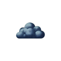 Blue cloud illustration with textured appearance, resembling cartoon or digital art style. cloud is composed of multiple rounded shapes, giving it fluffy and soft look png