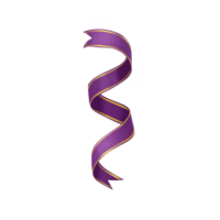 Vibrant purple ribbon with golden edge spirals gracefully, creating sense of elegance and celebration. ribbon smooth curves and rich color make it ideal for festive decorations or gift wrapping png