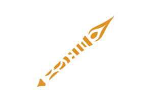 Stylized orange fountain pen nib with modern design, featuring sleek and artistic appearance. pen nib is angled diagonally, suggesting creativity and elegance png