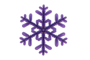 Vibrant purple snowflake with intricate patterns and glossy finish, set against transparent background, evokes sense of winter wonder and festive charm png