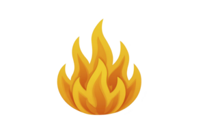 Vibrant illustration of stylized flame with shades of orange and yellow, symbolizing heat and energy. design is simple yet dynamic, capturing essence of fire png