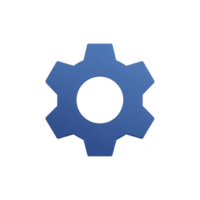 Blue gear icon symbolizes settings or configuration, often used in digital interfaces to represent options or tools. Its simple design makes it easily recognizable png