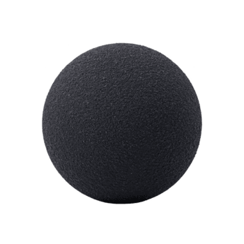 Textured black sphere with rough surface, resembling rubber or foam ball, isolated on transparency background. sphere texture adds depth and interest to its simple geometric shape png