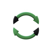 Circular green arrows forming loop symbolize recycling and sustainability, promoting eco friendly practices and environmental conservation. design emphasizes continuous renewal and resource png