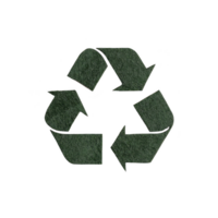 Green textured recycling symbol with three arrows forming triangle, representing sustainability and environmental conservation. design emphasizes eco friendly practices png