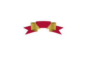 Decorative red and gold ribbon banner with classic design, featuring central red section flanked by gold ribbon ends. elegant color combination adds touch of sophistication png