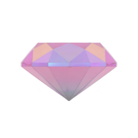 Pink, faceted diamond with gradient effect, showcasing blend of pastel colors and reflective surface, isolated on transparency background png