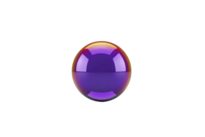 Vibrant, glossy purple sphere with reflective surface, isolated on transparency background, showcasing modern and minimalist design png