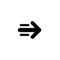 Black arrow icon pointing to right with motion lines indicating speed or movement. design is simple and minimalistic, suitable for use digital interfaces or as navigation symbol. Arrow icon png